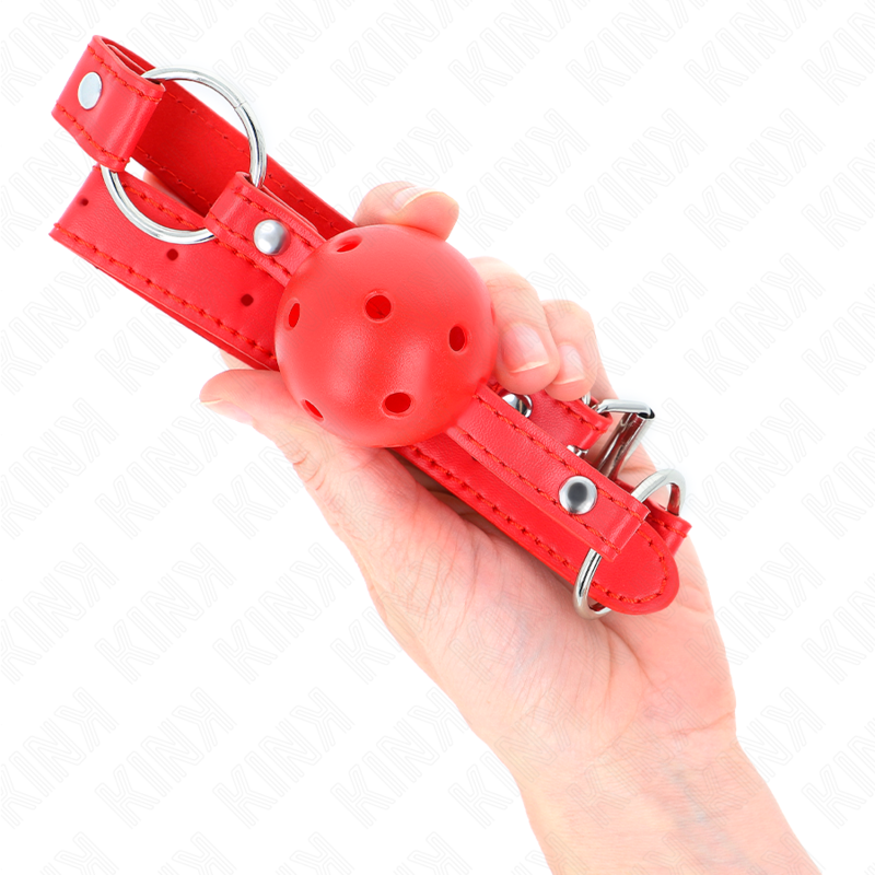 KINK - BREATHABLE BALL 4 CM GAUGES WITH DOUBLE RIVETS MODEL 1 RED 62.5 x 2.5 CM ADJUSTABLE 42-58 CM