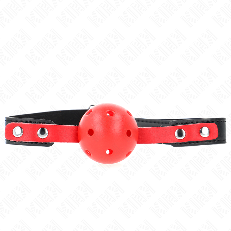 KINK - RED HOLLOW BALL, 4 CM, TOGGLE, BLACK STRAP 60 x 2 CM, ADJUSTABLE 37-52 CM