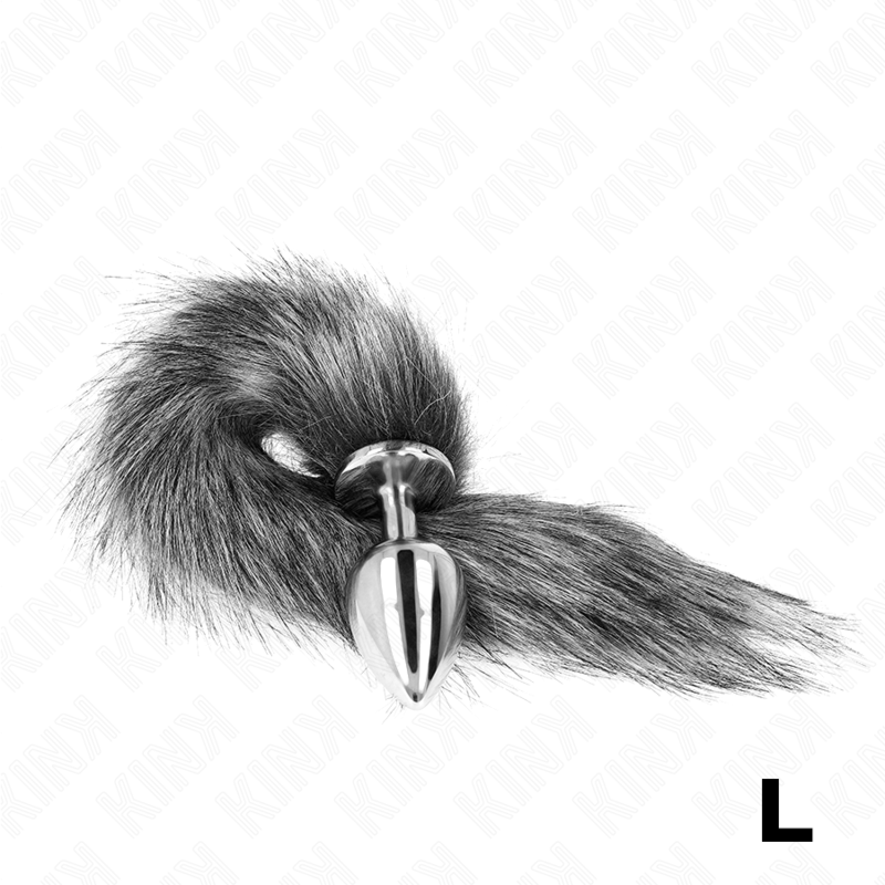 KINK - ANAL PLUG SIZE L 10 X 4 CM WITH PLASTIC TAIL 40 CM GREY