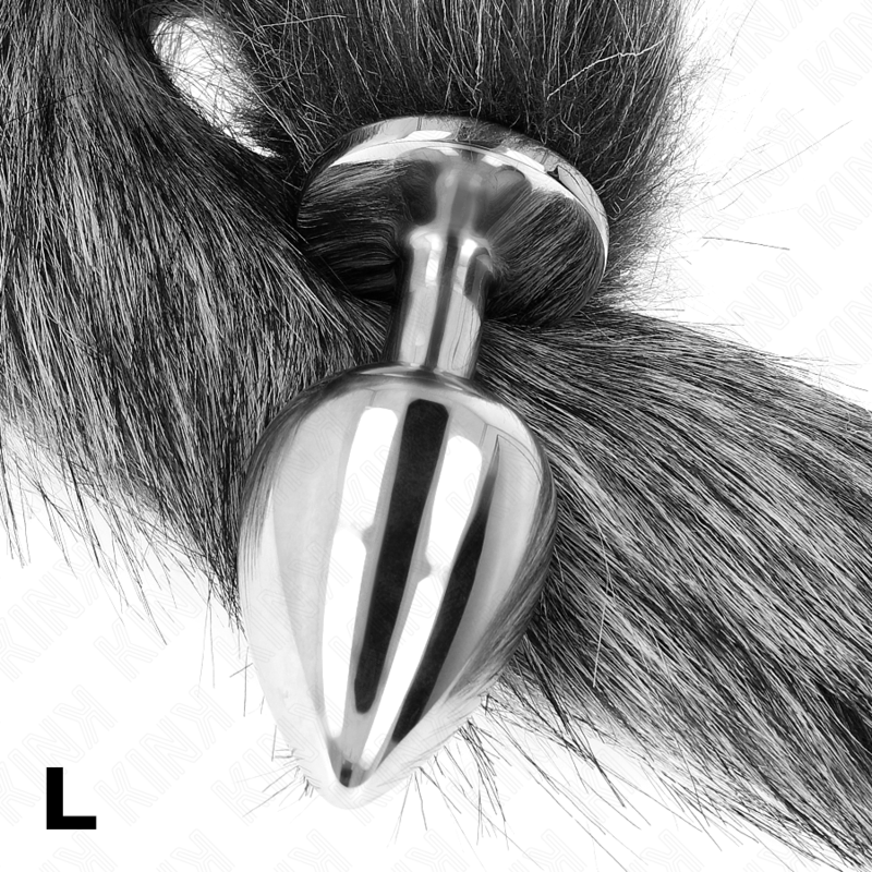 KINK - ANAL PLUG SIZE L 10 X 4 CM WITH PLASTIC TAIL 40 CM GREY