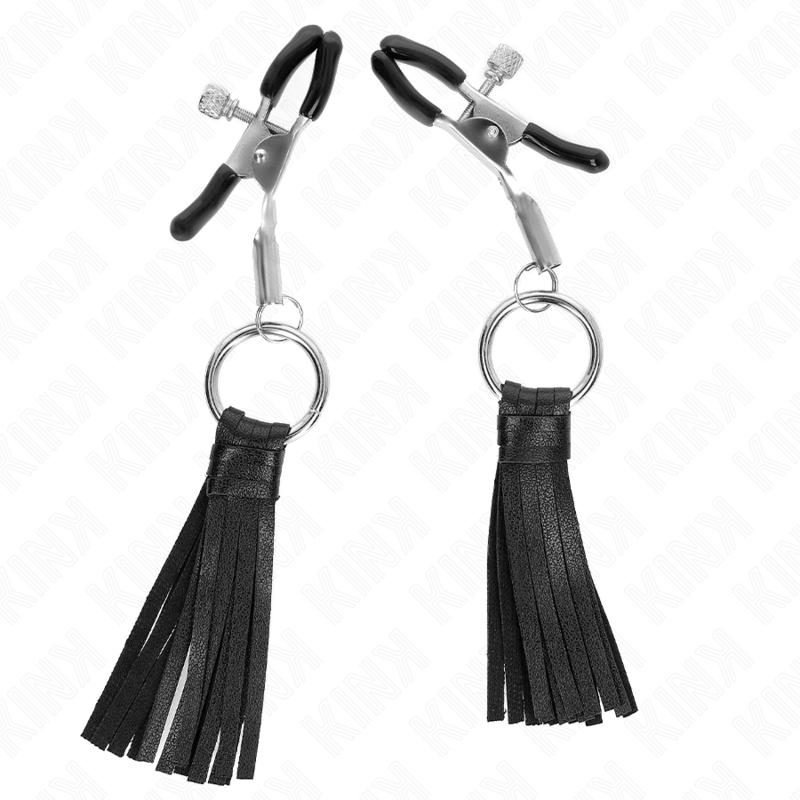 KINK - FAUX LEATHER TASSELS NIPPLE CLAMPS 6 CM
