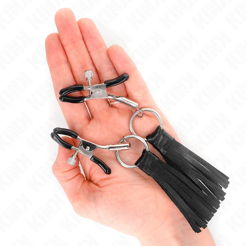 KINK - FAUX LEATHER TASSELS NIPPLE CLAMPS 6 CM
