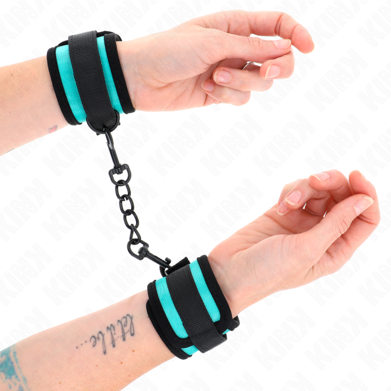 KINK - NYLON HAND RESTRAINTS WITH VELCRO CLOSURE BLACK-BLUE ADJUSTABLE 18-32 CM X 5 CM
