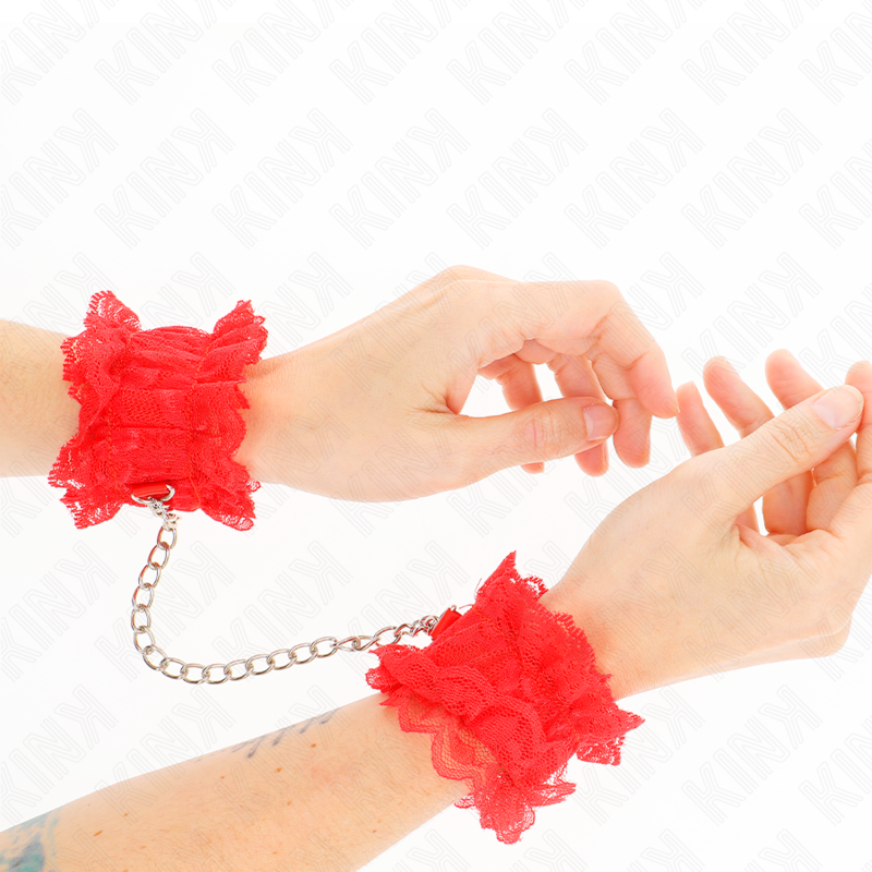 KINK - ELASTIC LACE WRIST RESTRAINTS RED
