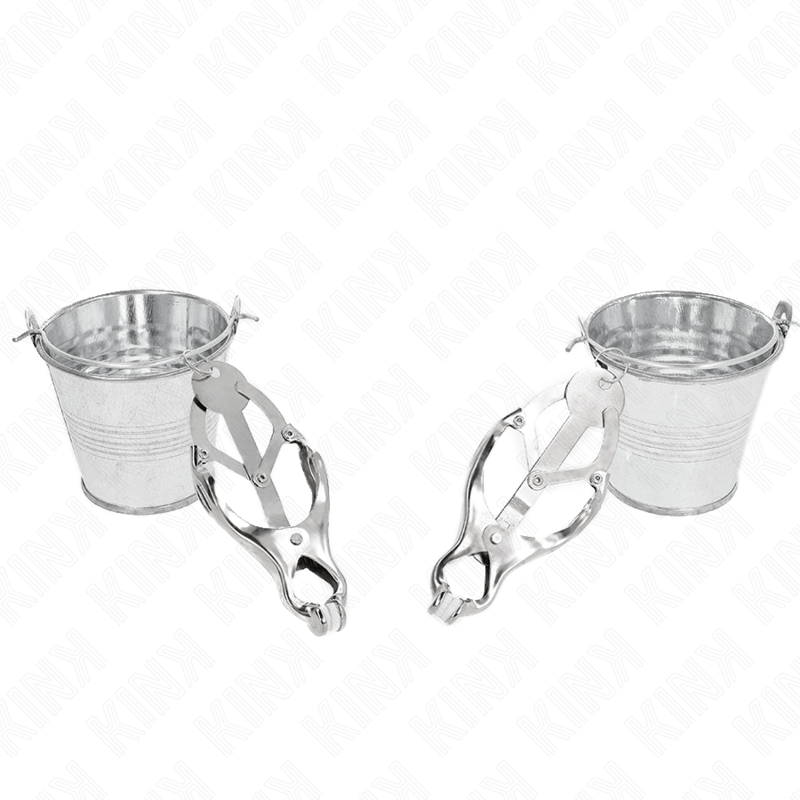 KINK - JAPANESE CLOVER NIPPLE CLIPS WITH BUCKET SILVER