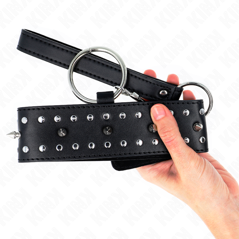 KINK - NECKLACE WITH LEASH 65 CM WITH SILVER RIVETS MODEL 1 ADJUSTABLE 36-43 CM X 5 CM