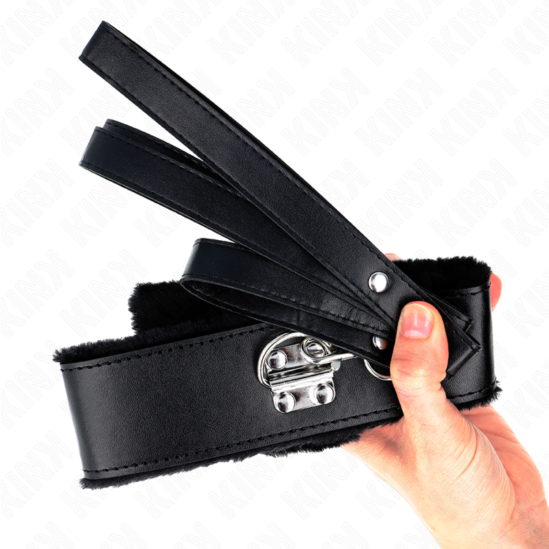 KINK - NECKLACE WITH LEASH 116 CM WITH SILVER RIVETS MODEL 4 BLACK ADJUSTABLE 40-48 CM X 6 CM