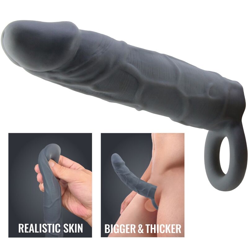 PRETTY LOVE - REALISTIC SKIN-FLAMMABLE PENIS SHELL, DARK GREY