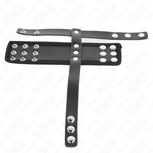 KINK - LEATHER PENIS CAGE RING WITH ADJUSTABLE COATED SQUARE STRAP