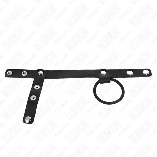 KINK - SILICONE PENIS RING 3.8 CM WITH HIGH DIVIDER AND LEATHER STRAP 22 X 1.5 CM