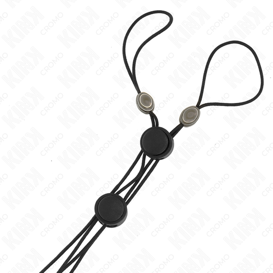 KINK - BLACK DETAIL NIPPLE CLIPS WITH BLACK ELASTIC BAND