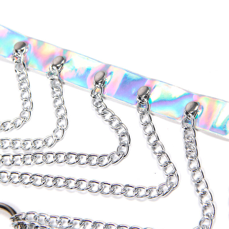 SUBBLIME - 953737 Chest Strap with Rings and Chains Silver One Size