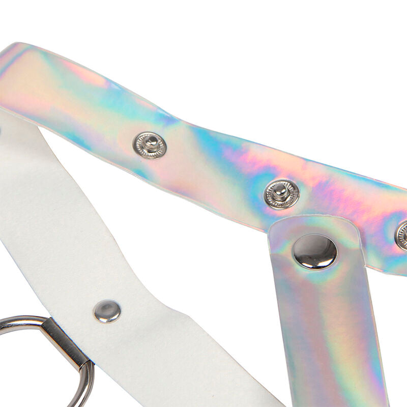 SUBBLIME - 953737 Chest Strap with Rings and Chains Silver One Size