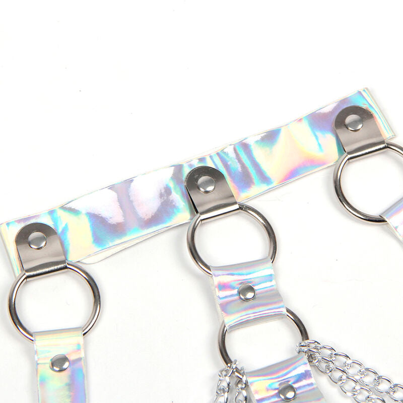 SUBBLIME - 953737 Chest Strap with Rings and Chains Silver One Size