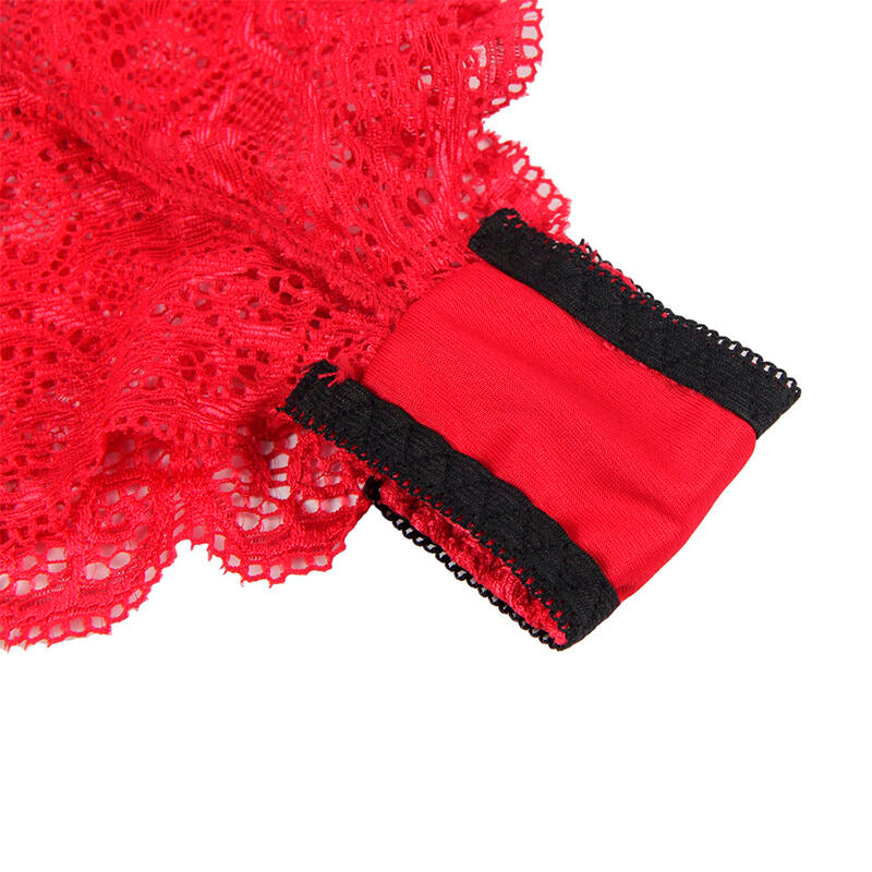 SUBBLIME - 953904 NACHTHEMD + HÖSCHEN AUS SEIDE UND SPITZE ROT L/XL