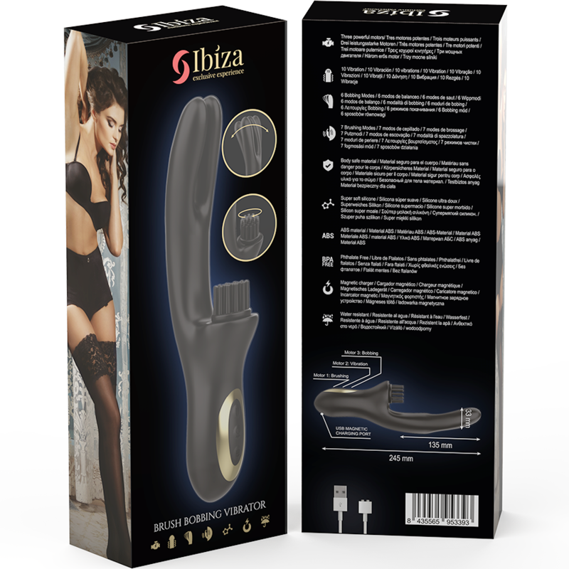 IBIZA - HI-TECH RABITT BRUSHING MEHRZELLEN-KLITORIAL- UND DOPPELWELLENVIBRATOR