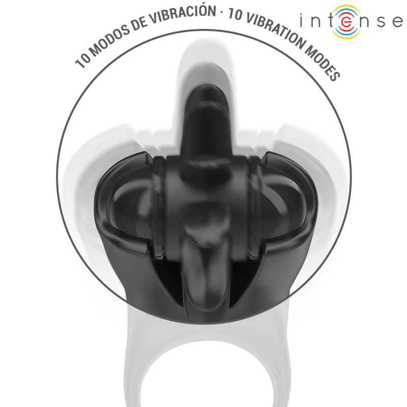 INTENSE - MABEL VIBRATION RING 10 VIBRATIONS WITH CLITORAL RIST Stimulator BLACK