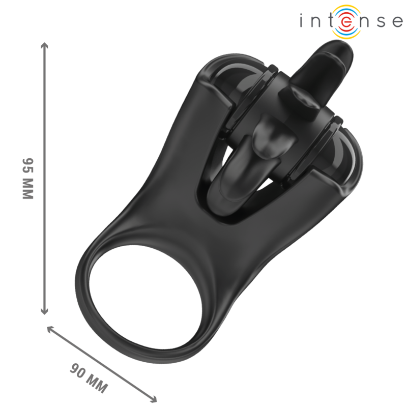 INTENSE - MABEL VIBRATION RING 10 VIBRATIONS WITH CLITORAL RIST Stimulator BLACK