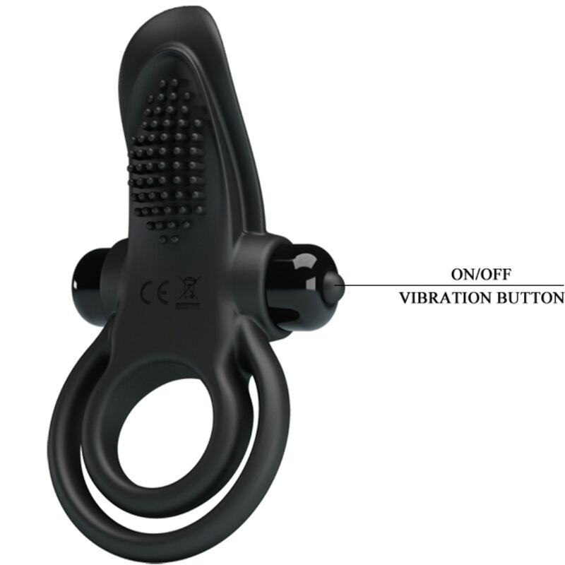 PRETTY LOVE - DOUBLE VIBRATION RING + CLITORAL Stimulator 10 VIBRATIONS BLACK