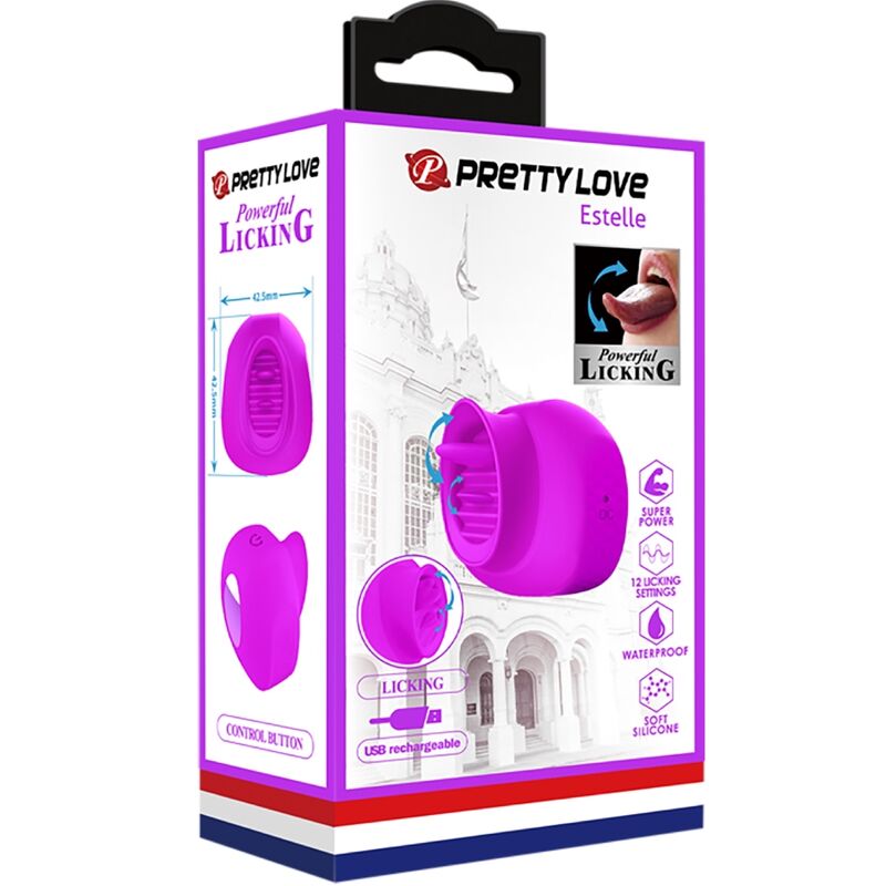 PRETTY LOVE - ESTELLE TONGUE-CLIORIS STIMULATOR 12 VIBRATIONS PURPLE
