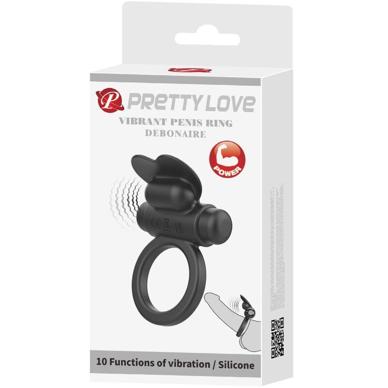 PRETTY LOVE - DEBONAIRE VIBRATION RING RABBIT 10 VIBRATIONS BLACK