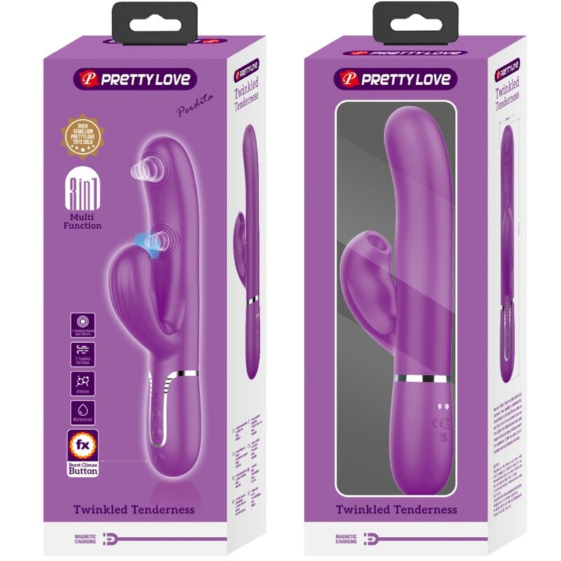 PRETTY LOVE - PERLITA 3 IN 1 MULTIFUNCTIONAL RABBIT VIBRATOR PURPLE
