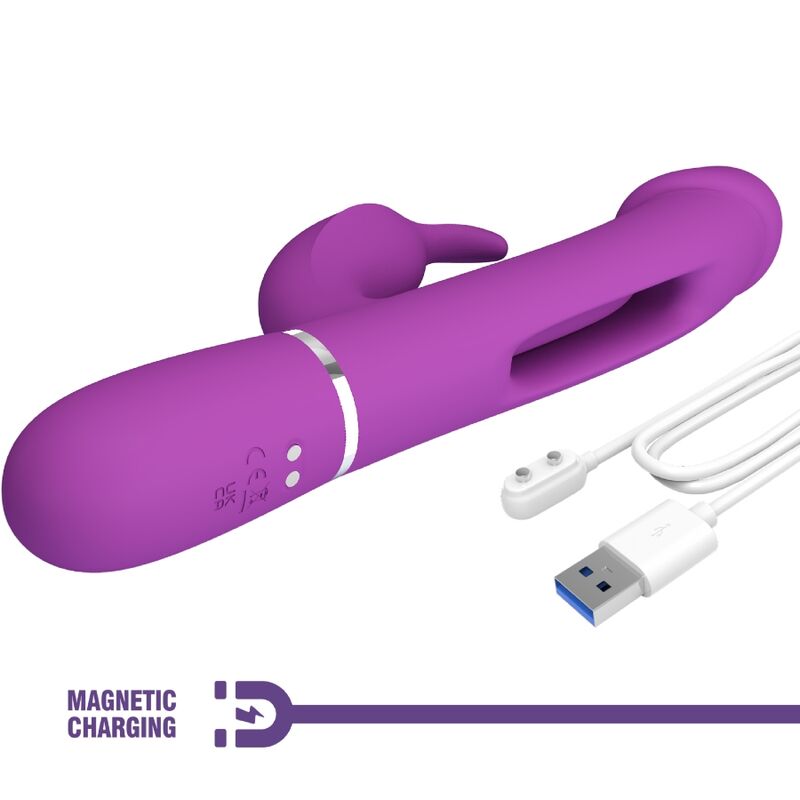 PRETTY LOVE - KAMPAS 3 IN 1 MULTIFUNCTION RABBIT VIBRATOR PURPLE