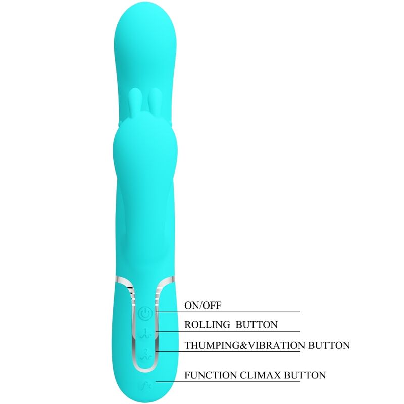 PRETTY LOVE - CAMMY 4 IN 1 MULTIFUNCTIONAL TRIPLE RABBIT VIBRATOR BLUE