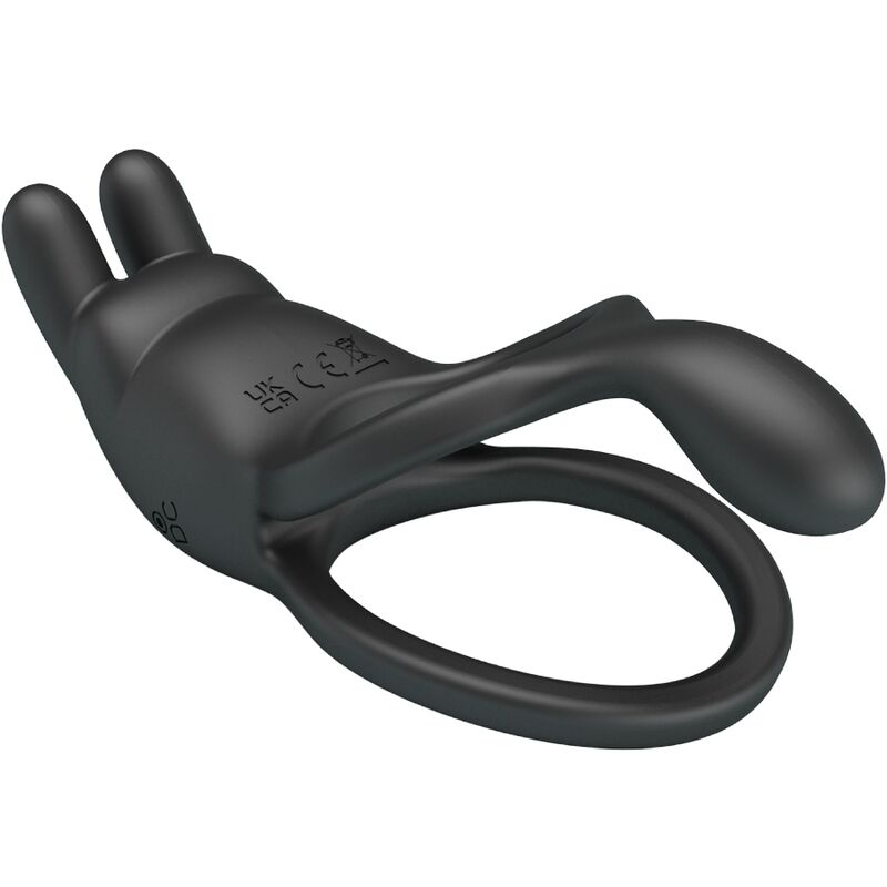 PRETTY LOVE - SETH DOUBLE VIBRATION RING RABBIT 7 VIBRATIONS BLACK