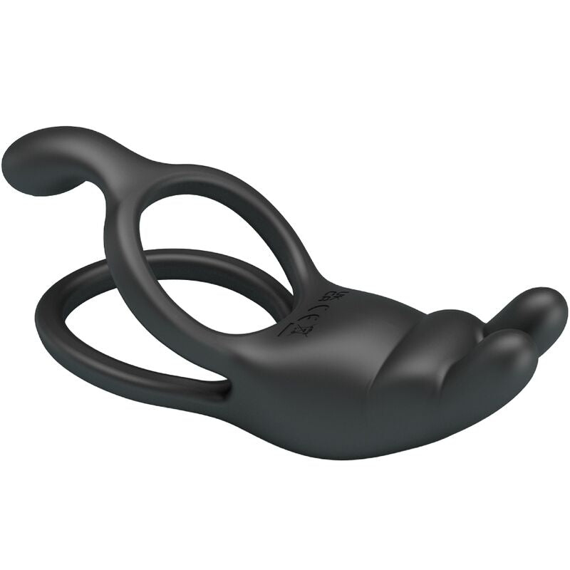 PRETTY LOVE - SETH DOUBLE VIBRATION RING RABBIT 7 VIBRATIONS BLACK