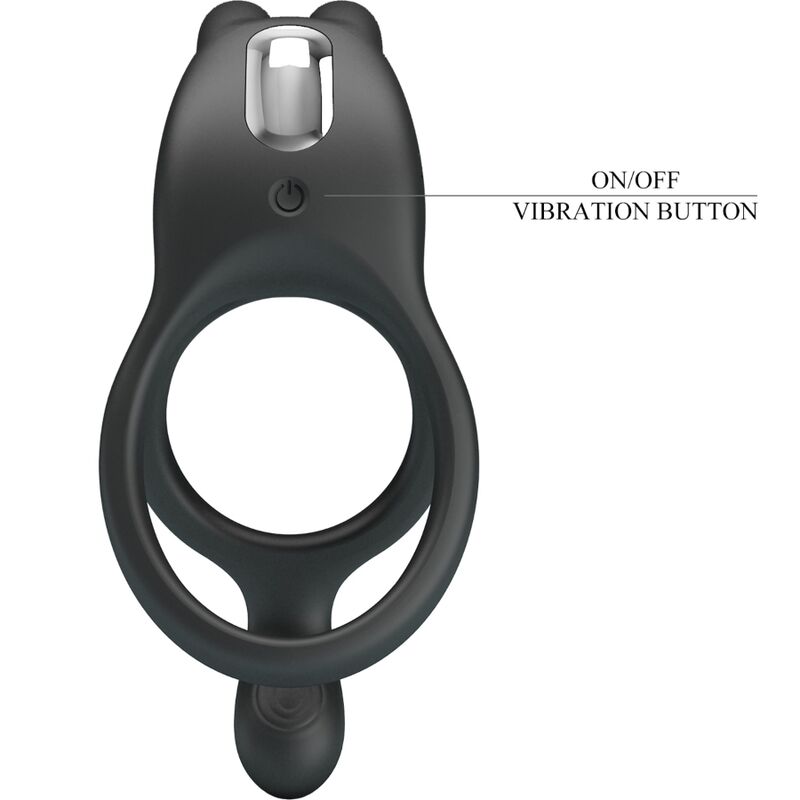 PRETTY LOVE - SETH DOUBLE VIBRATION RING RABBIT 7 VIBRATIONS BLACK