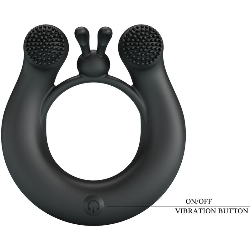 PRETTY LOVE - DAHLIA VIBRATION RING + CLITORAL Stimulator 12 VIBRATIONS BLACK