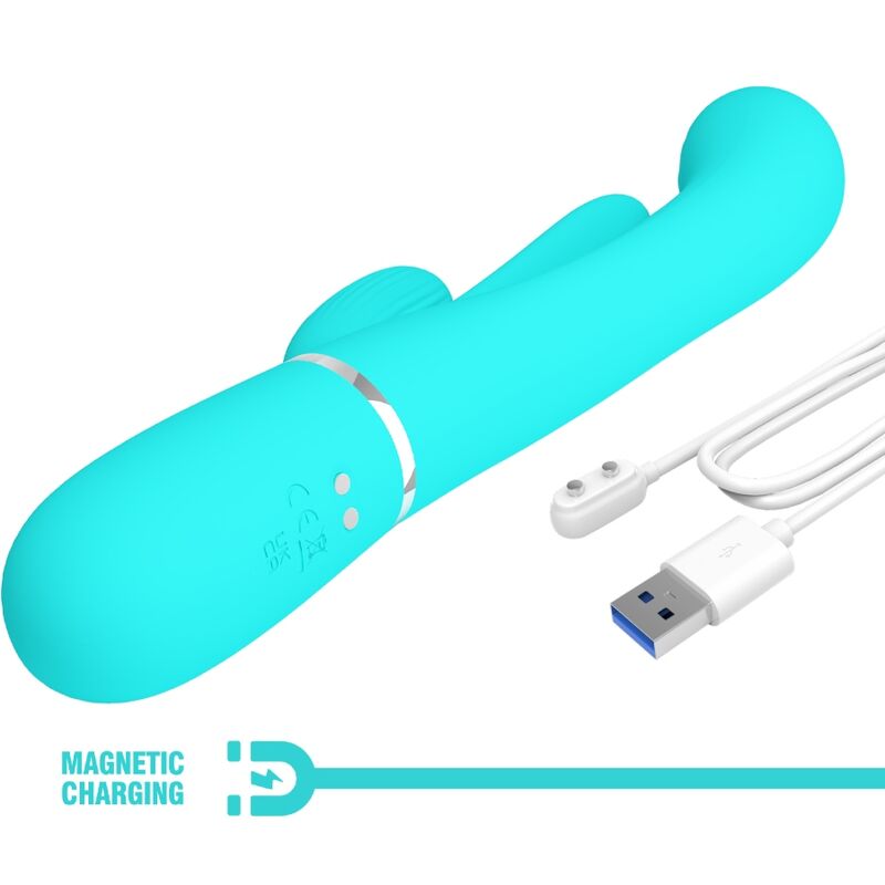 PRETTY LOVE - SHANIA TRIPLE RABBIT MULTIFUNCTIONAL VIBRATOR 3 IN 1 BLUE