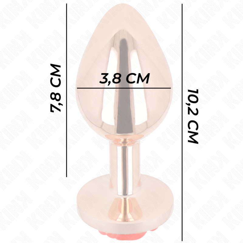 KINK - PINK GOLDEN ANAL PLUG WITH RED ROSE L