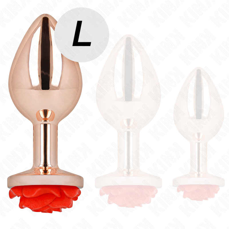 KINK - PINK GOLDEN ANAL PLUG WITH RED ROSE L