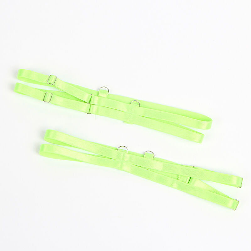 SUBBLIME - 955328 Lace Bra and Garter Set Green and Blue L/XL