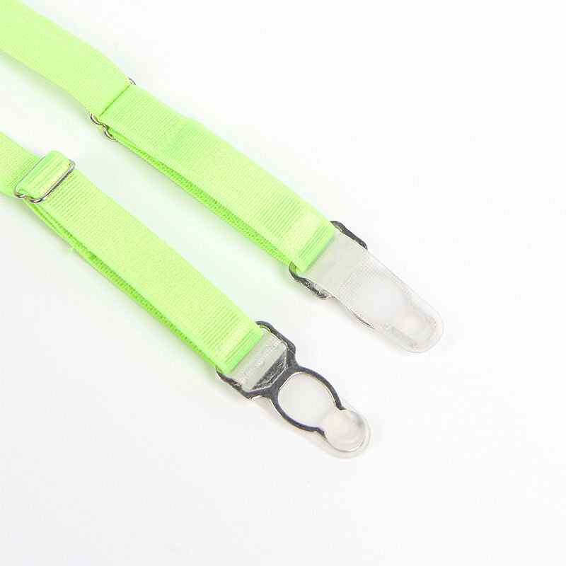 SUBBLIME - 955328 Lace Bra and Garter Set Green and Blue L/XL