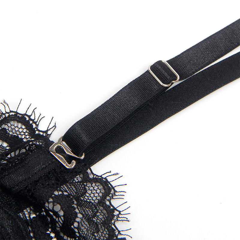 SUBBLIME - 955502 LACE BODYSUIT WITH BOWLS AND STRAPS BLACK L/XL