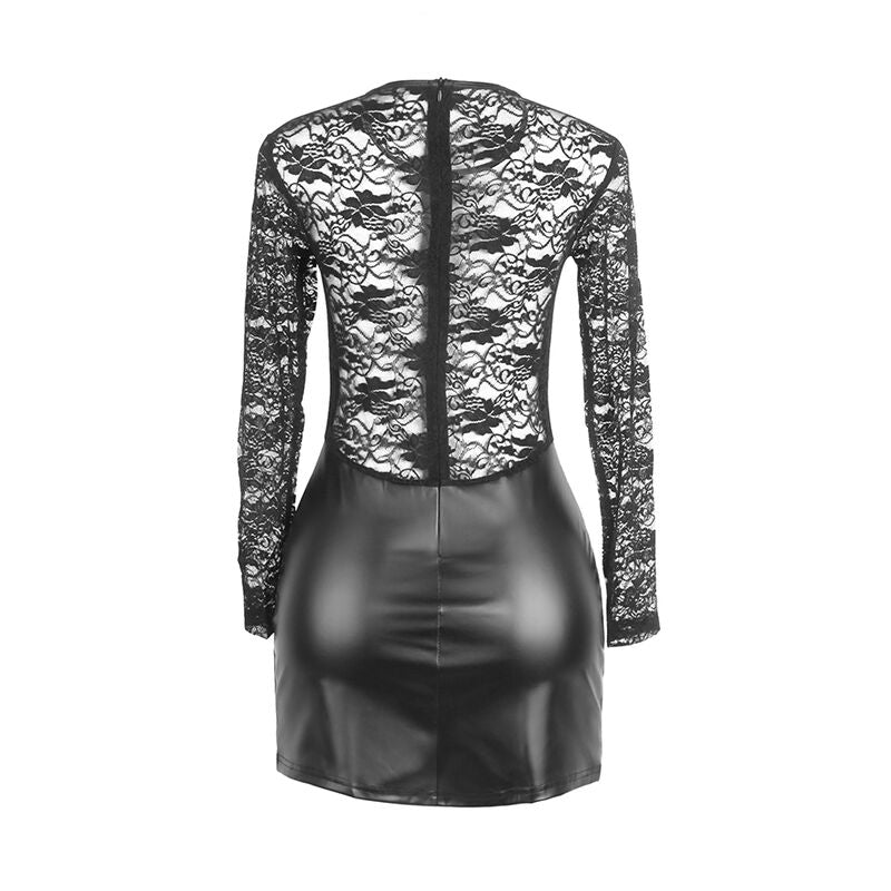 SUBBLIME - 955595 Long-sleeved dress with black lace, size S/M