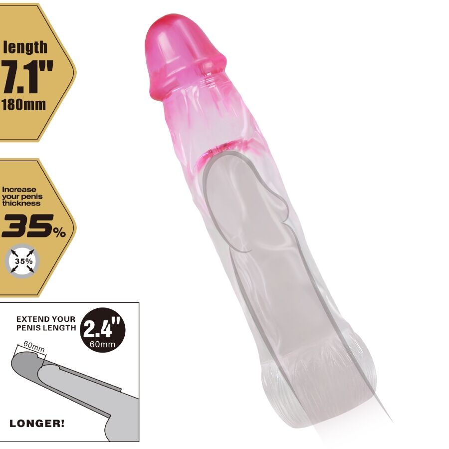 PRETTY LOVE - NERON REALISTIC 6 CM PENIS ENLARGEMENT SLEEVE PINK