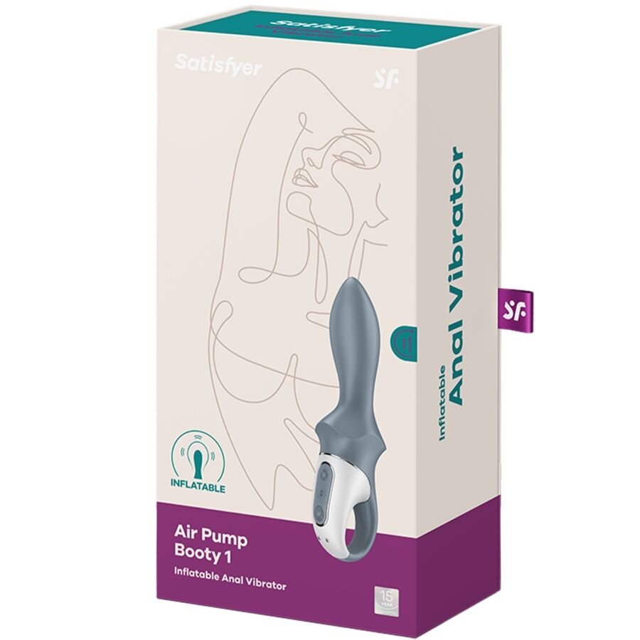SATISFYER - AIR PUMP BOOTY 1 ANAL INFLATABLE VIBRATOR GRAY