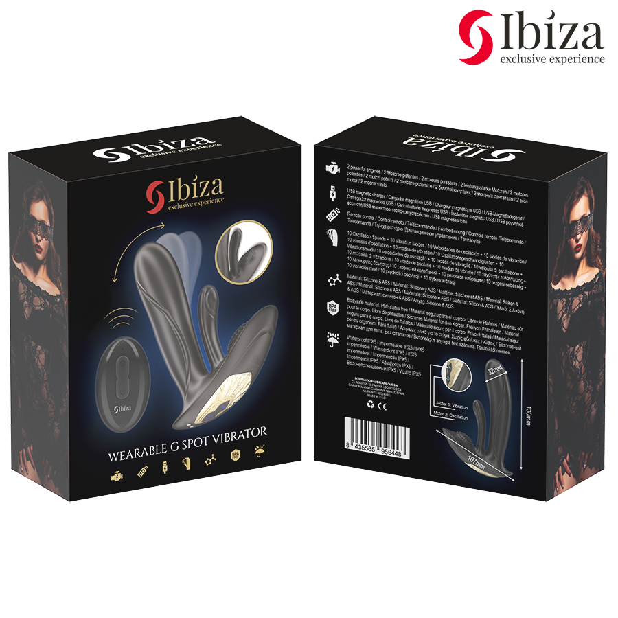 IBIZA – TRAGBARER VIBRATOR MIT G-PUNKT- UND KLITORISSTIMULATION MIT FERNBEDIENUNG