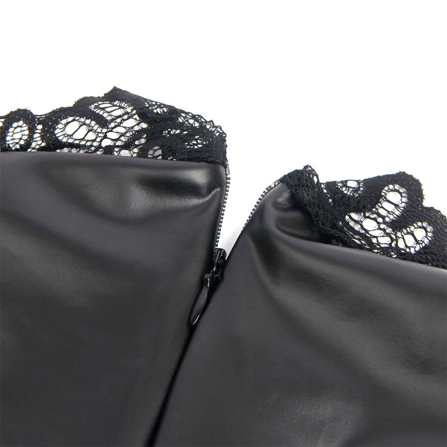 SUBBLIME - 957551 LEDERKLEID MIT SPITZENKRAGEN SCHWARZ L/XL