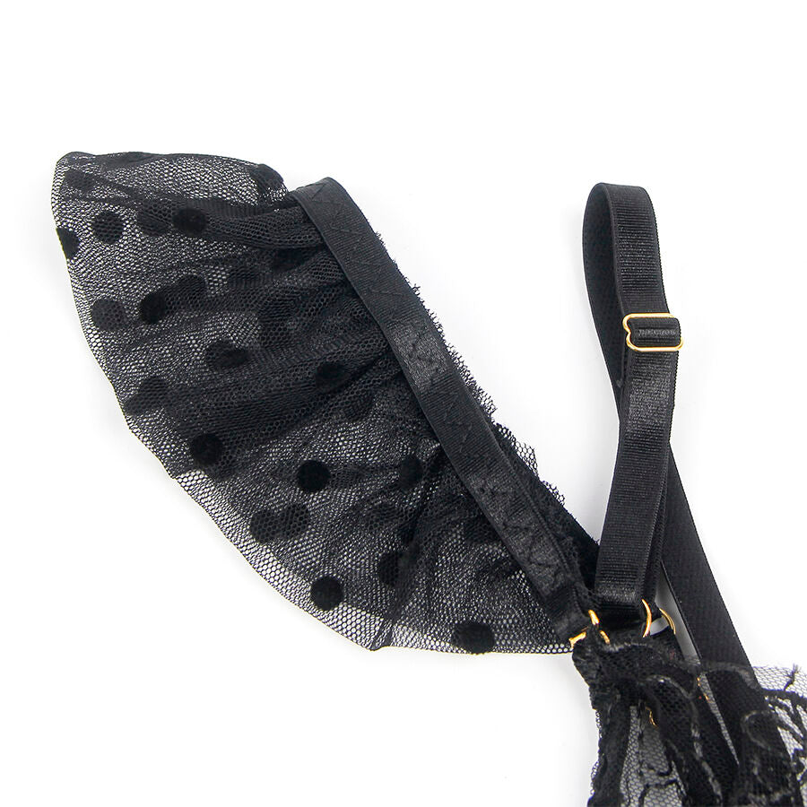 SUBBLIME - 957490 SPITZEN-BH UND STRUMPFBAND-SET SCHWARZ L/XL