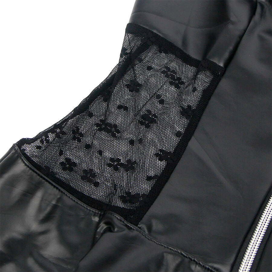 SUBBLIME - 957711 LEDERKLEID MIT SPITZENREISSVERSCHLUSS SCHWARZ L/XL