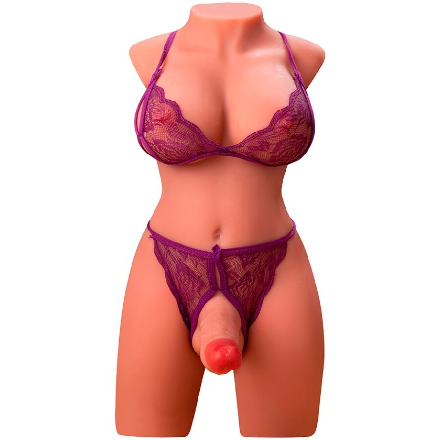 XISE - MIAH LADY BOY FEMALE TORSO WITH DILDO WITH VIBRATION AND THRUSH FUNCTION 55 CM