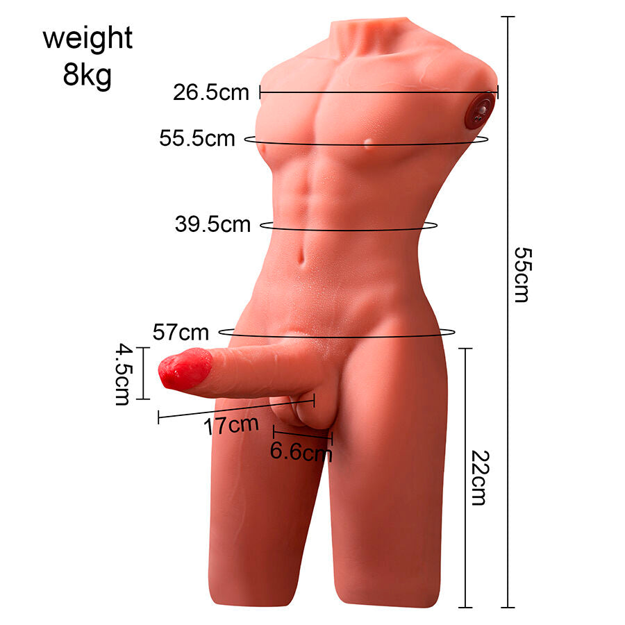 XISE – JASON HALF BODY REALISTIC MALE TORSO WITH IMPACT AND VIBRATION FEATURES 55 CM