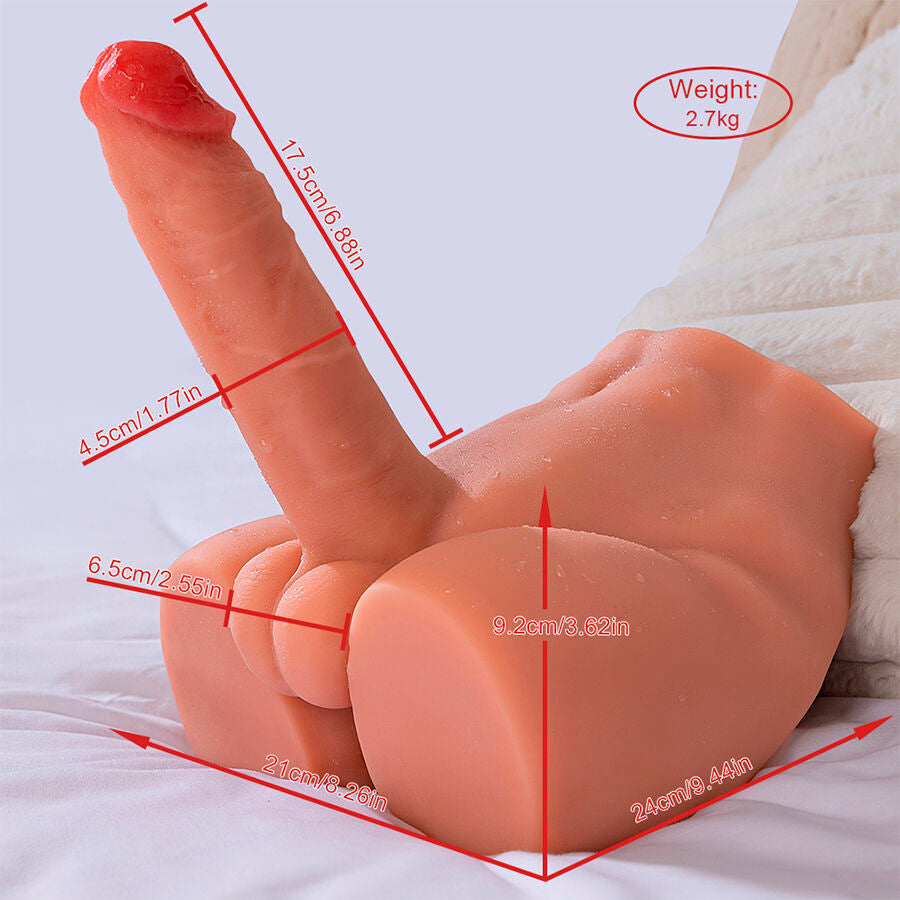 XISE - REALISTIC DILDO MASTURBATOR WITH FRONT POSITION AND THRUSH FUNCTION, 17.5 CM