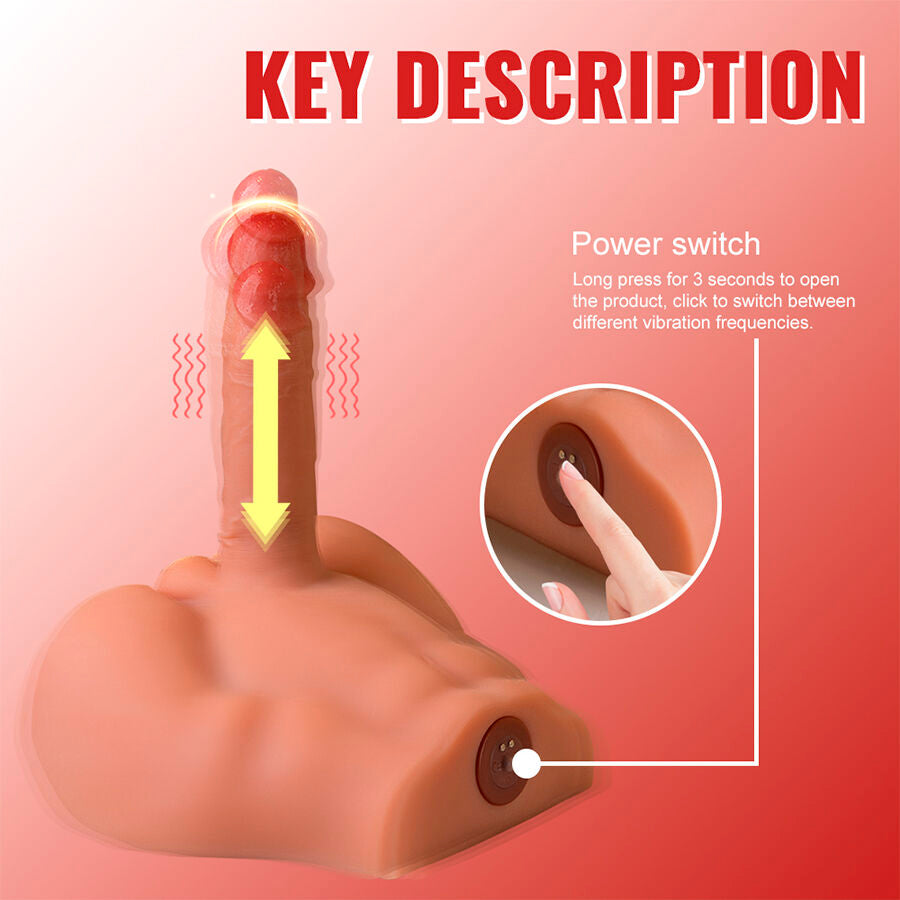 XISE - REALISTIC DILDO MASTURBATOR WITH FRONT POSITION AND THRUSH FUNCTION, 17.5 CM