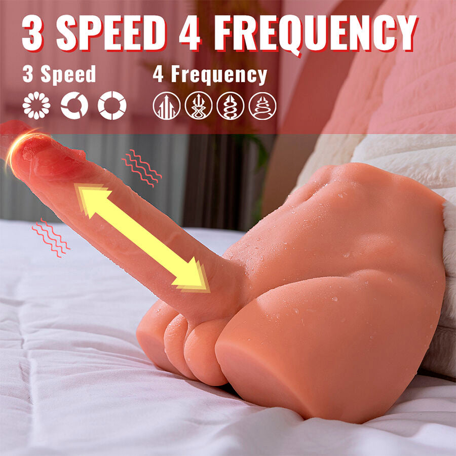 XISE - REALISTIC DILDO MASTURBATOR WITH FRONT POSITION AND THRUSH FUNCTION, 17.5 CM